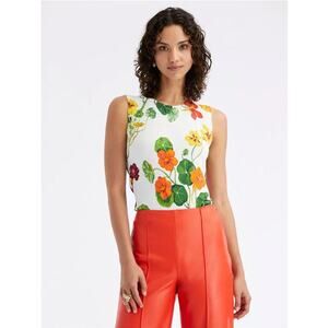 OSCAR DE LA RENTA Nasturtium Print Knit Tank Top Medium M